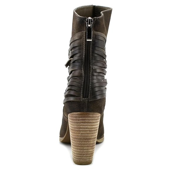 Antelope BANGLES New Suede Leather Stud Fringe Back Zip Ankle Boots Women 9.5-10 - Picture 3 of 17